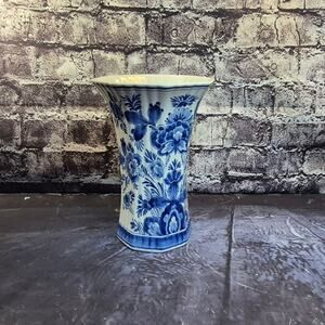 Vintage Royal Delft Blue and White Vase De Porcelyne Fles